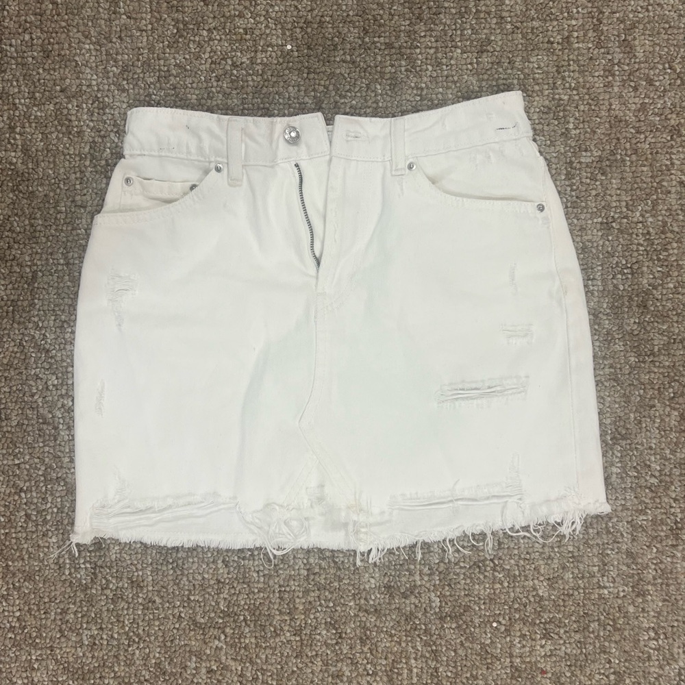 White Denim Mini Skirt